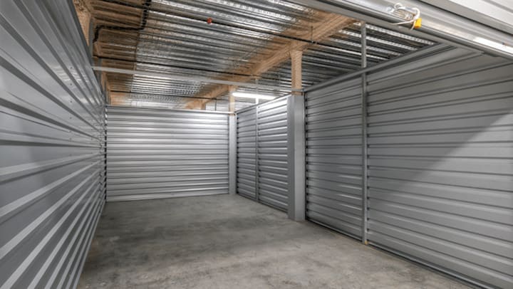 Indoor storage unit at Space Shop Self Storage.